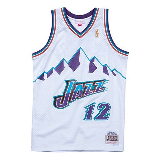 Dres Mitchell & Ness Mitchell & Ness NBA Utah Jazz Stockton Swingman Jersey Biela | SMJYLG18031-UJAWHIT96JST