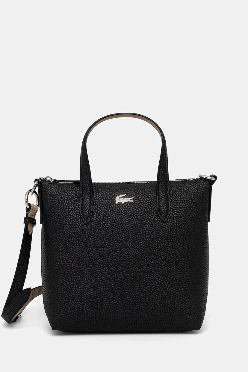 Tote bag Lacoste Pebbled Mini Tote Bag with Shoulder Strap Čierna | NF5126AA