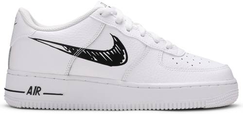 Tenisky a topánky Nike Air Force 1 Sketch Black Swoosh GS Biela | DM3177-100, 0