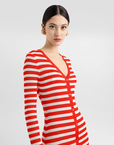 Sveter Dolce & Gabbana Dolce & Gabbana Striped Viscose Knit Cardigan Červená | FXVC7ZJAIRRW8266, 3