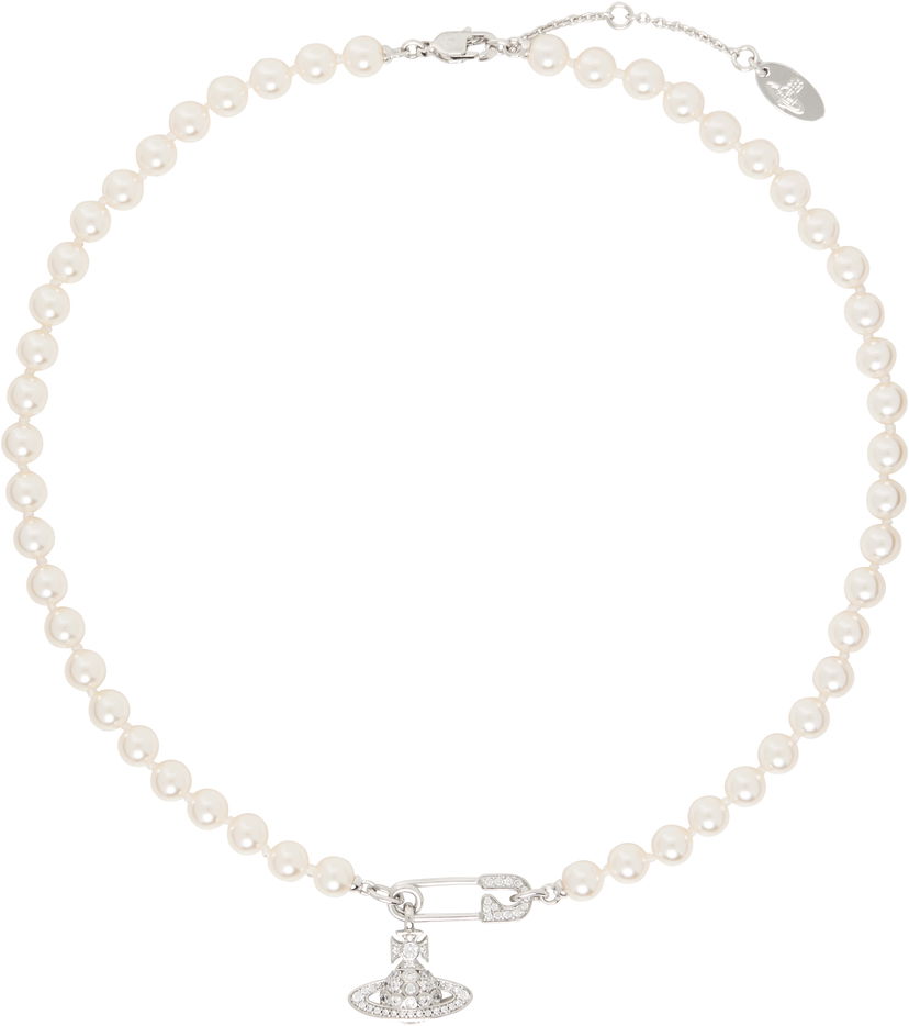 Náhrdelník Vivienne Westwood Pearl Necklace With Pendant Metalická | 63010072-02P147-IM