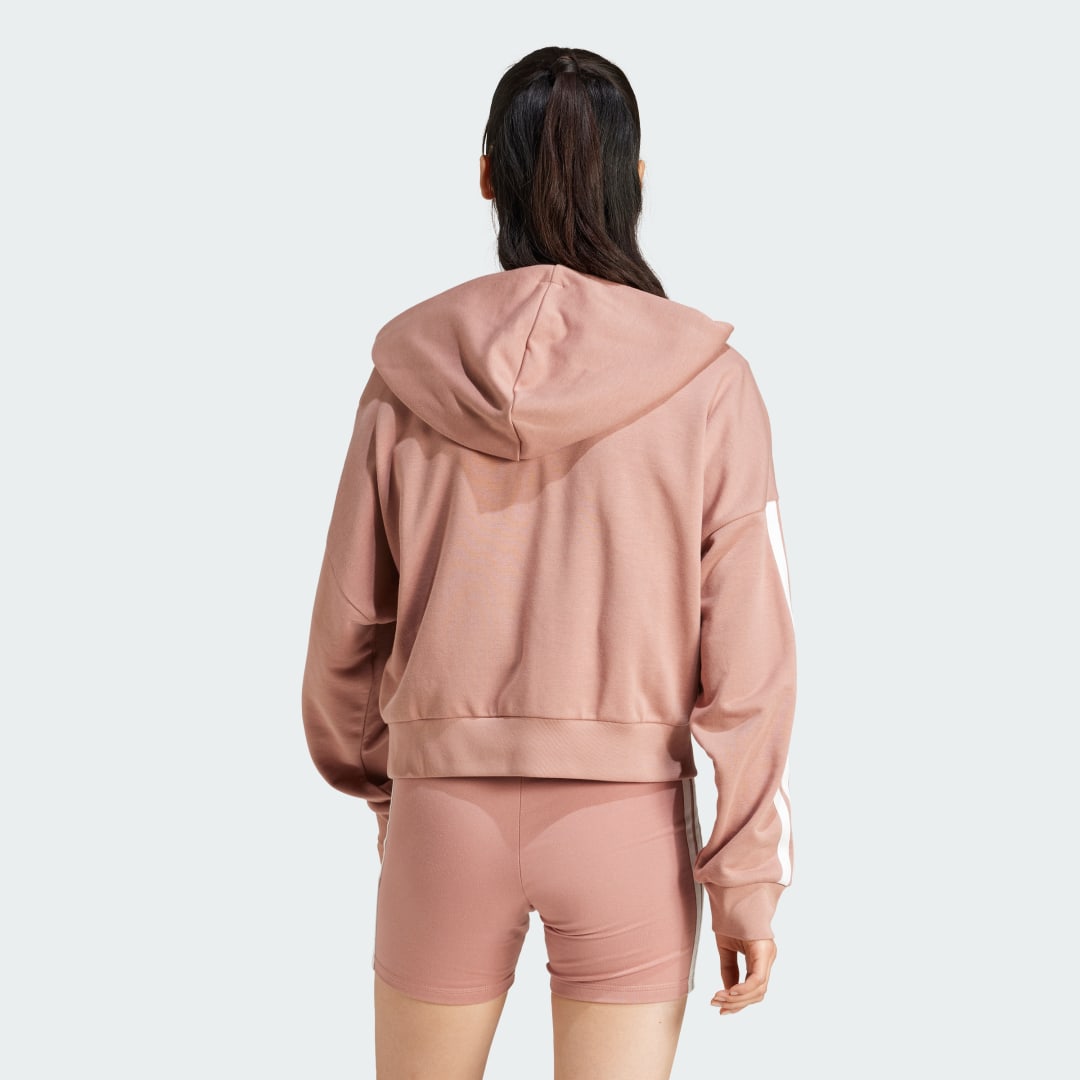 Mikina adidas Performance 3-Stripes Quarter-Zip Hoodie Ružová | JN1957, 1