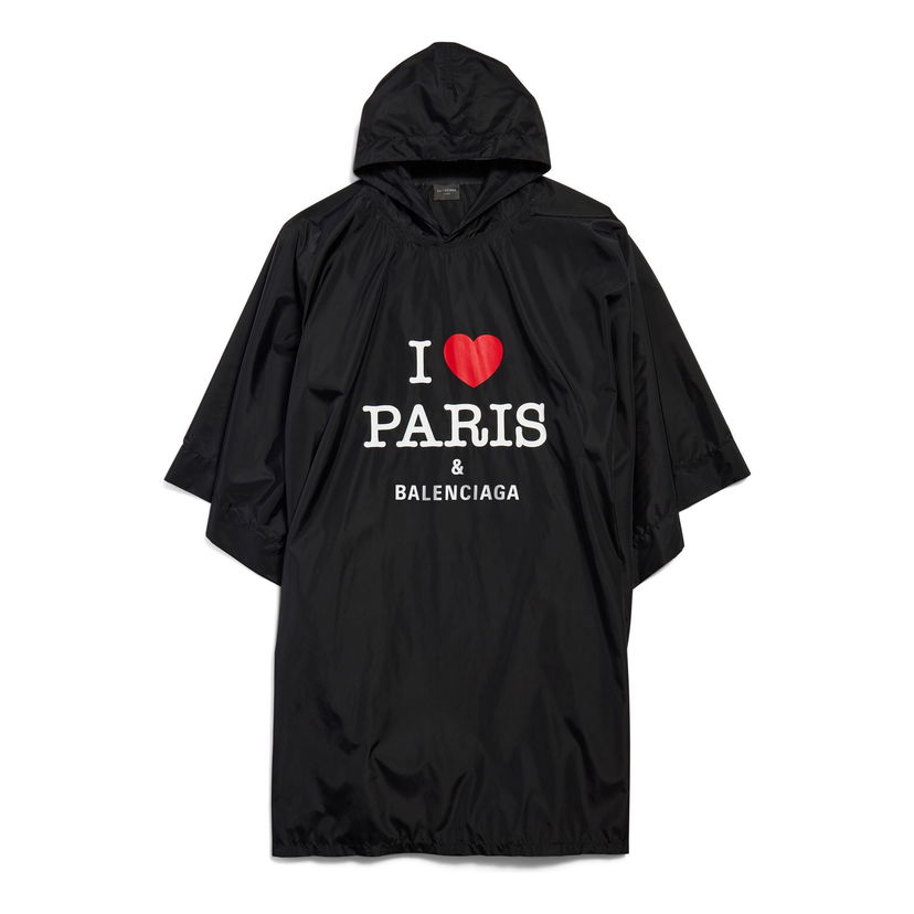 Vetrovka Balenciaga Balenciaga I Love Paris Poncho Čierna | 812055TRO591000