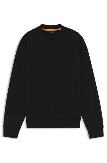 Mikina BOSS Oversized Cotton Blend Sweatshirt Čierna | 50543467