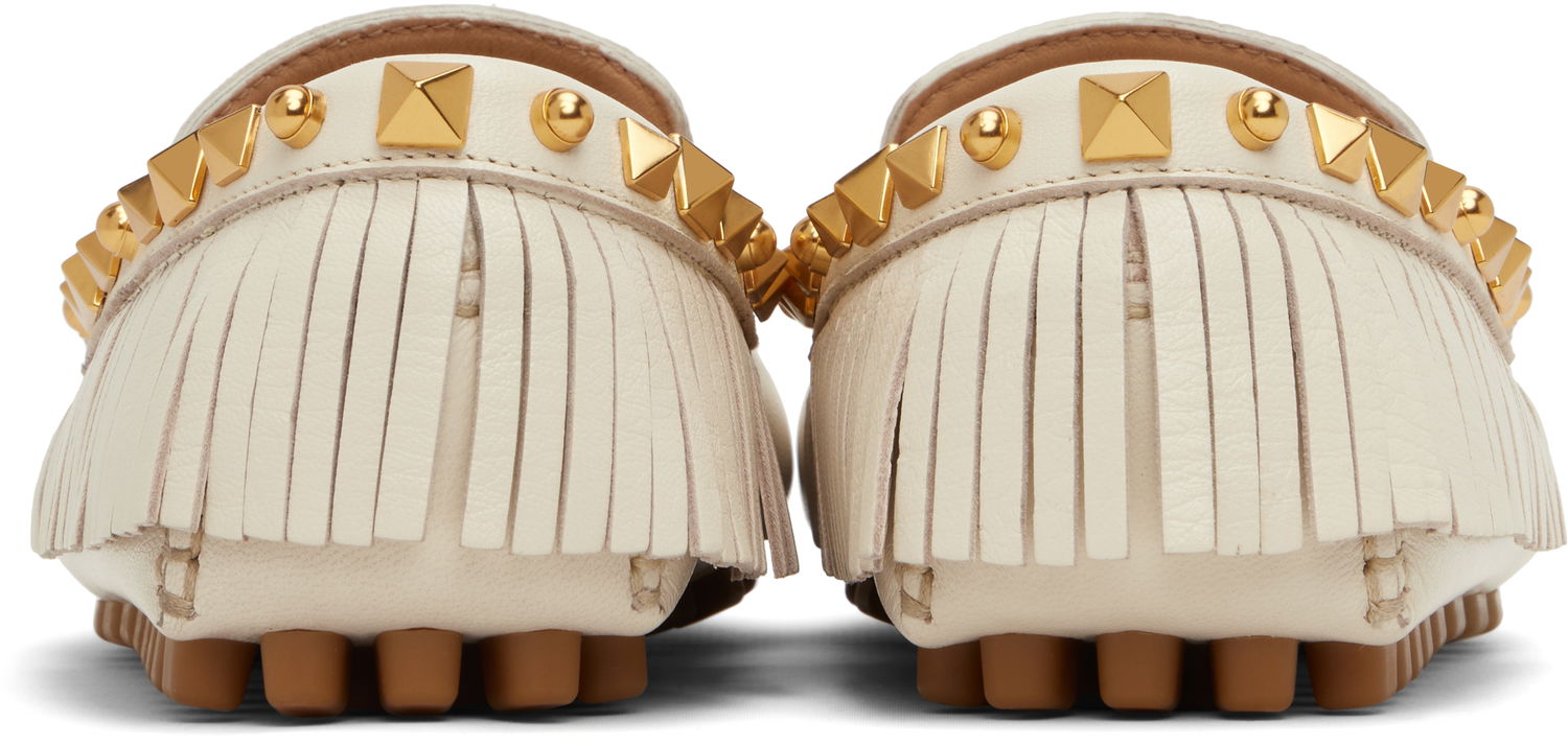 Tenisky a topánky Valentino Valentino Garavani Plaster Caster Driver Loafers with Fringes and Pyramid Studs Biela | 6W2S0LL2FFW, 1