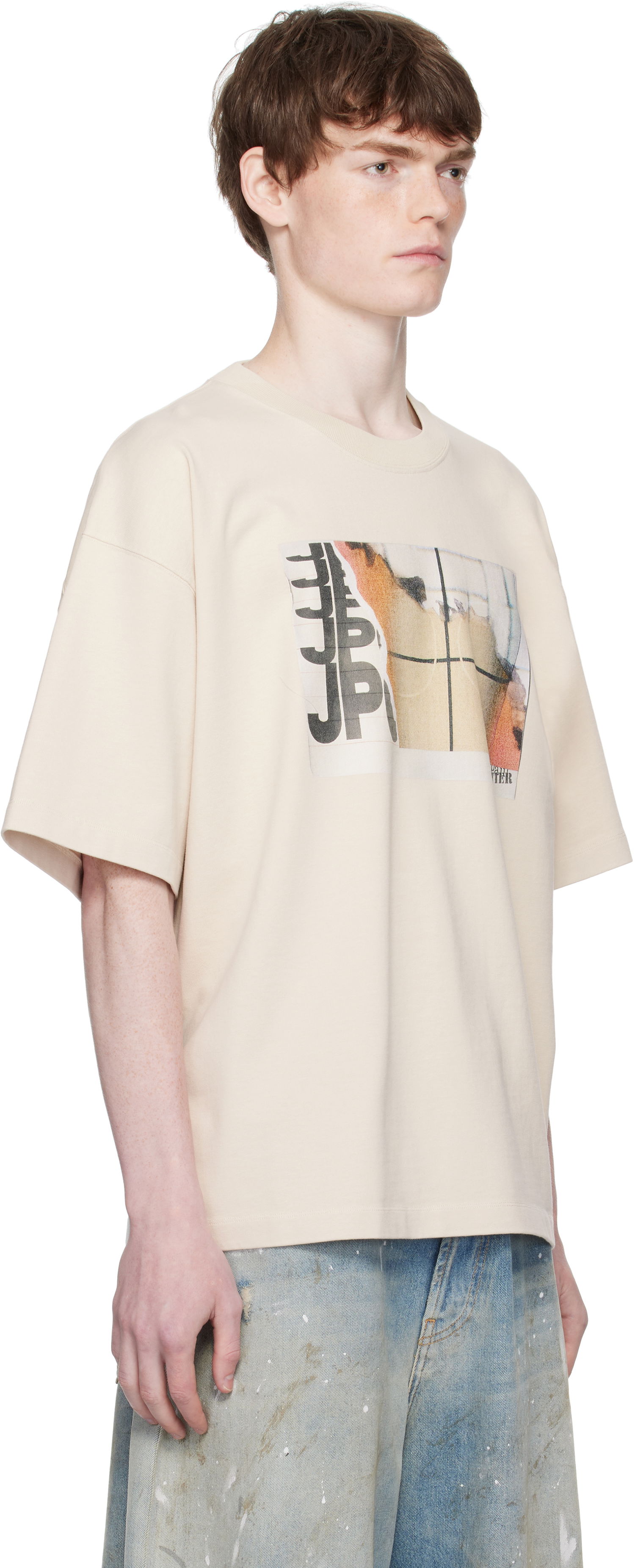Tričko Jean Paul Gaultier Jean Paul Gaultier Oversized Printed T-Shirt Béžová | 25/03-W-TO293-J001-691501, 1