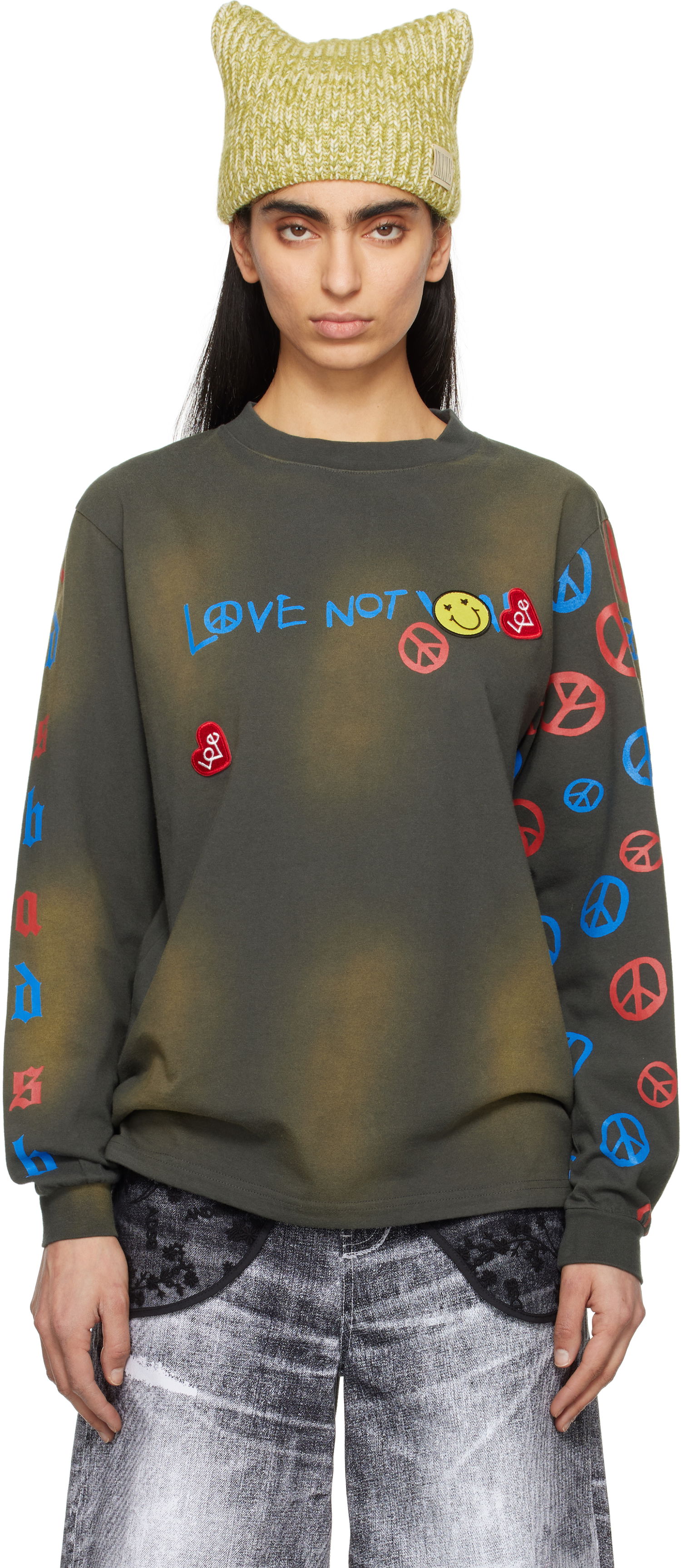 Tričko Andersson Bell Andersson Bell 'Love Not War' Long Sleeve T-shirt Zelené | atb1254u, 0