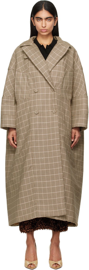 Kabáty Dries Van Noten Dries Van Noten Long Plaid Coat Hnedá | 242-010211-9352, 0