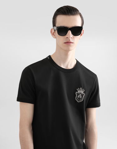 Tričko Dolce & Gabbana Cotton T-Shirt With Patch Čierna | G8PV1ZG7O4CN0000, 3