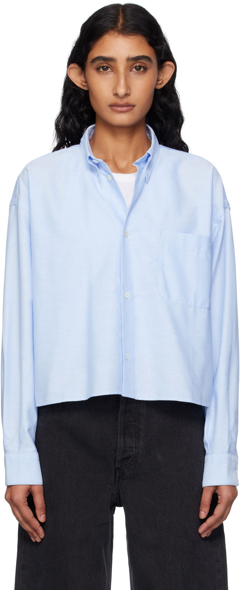 Košeľa A.P.C. A.P.C. Sophia Cropped Oxford Shirt Modrá | COECK-F12632