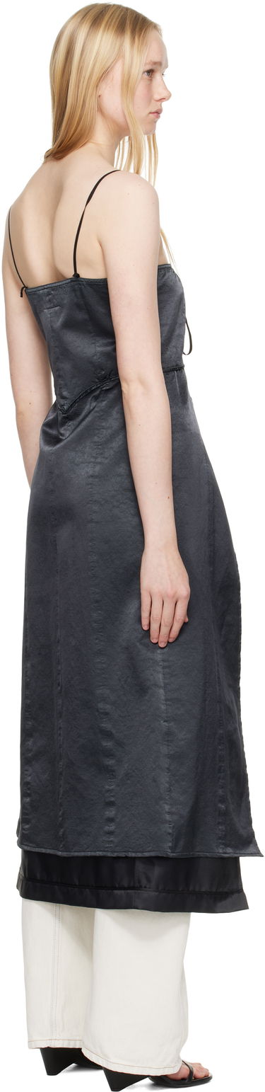 Šaty Maison Margiela MM6 Maison Margiela Washed Viscose Satin Tie-Front Dress Top Čierna | S62DD0041 M35452, 2