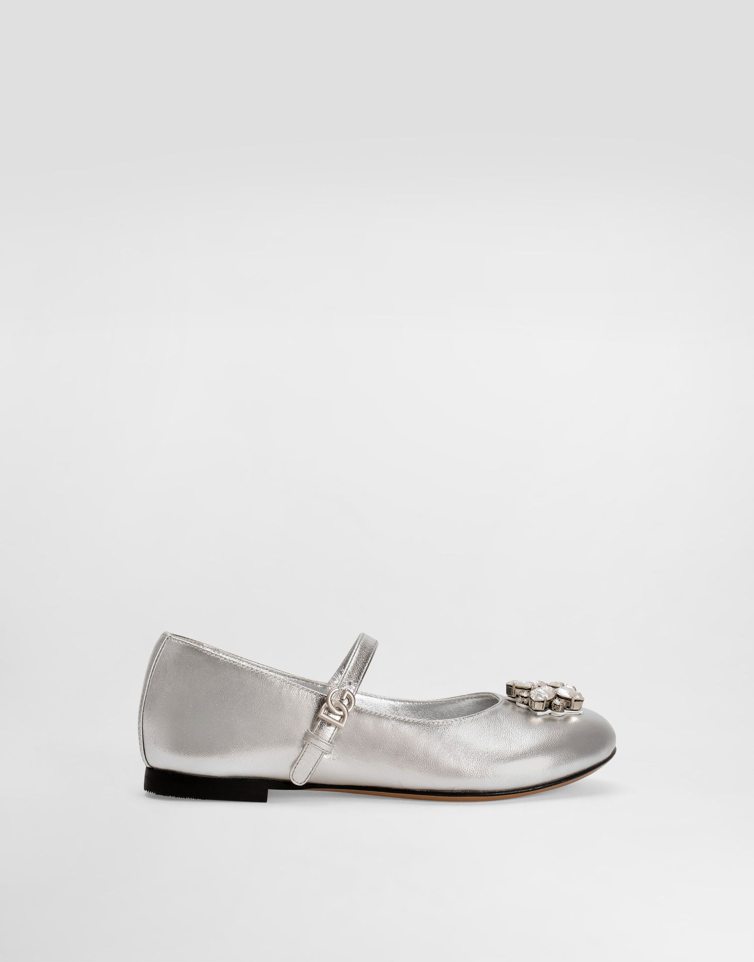 Tenisky a topánky Dolce & Gabbana Nappa Leather Ballet Flats With Brooches Metalická | D11376AX26180998, 0