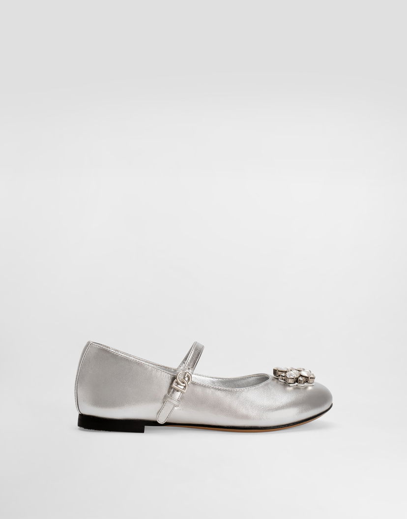 Tenisky a topánky Dolce & Gabbana Nappa Leather Ballet Flats With Brooches Metalická | D11376AX26180998