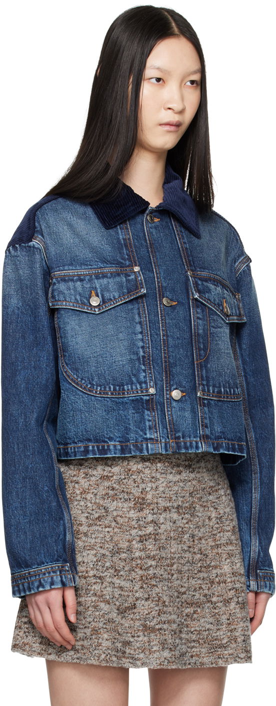 Kabáty Stella McCartney Denim Jacket with Collar Modrá | 6D02903SPH82, 1