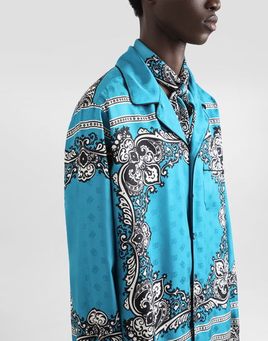 Košeľa Dolce & Gabbana Dolce & Gabbana Men's Silk Shirt with Bandana Print Tyrkysová | G5IF1TGI927HT5IK, 3