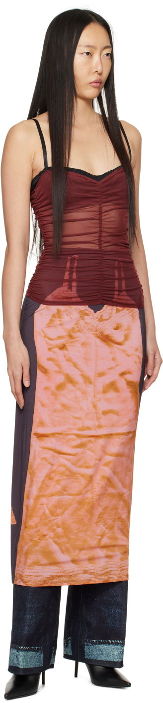 Tielko Miaou Miaou Renzo Ruched Mesh Tank Top Červená | 7064PM1RUS, 3