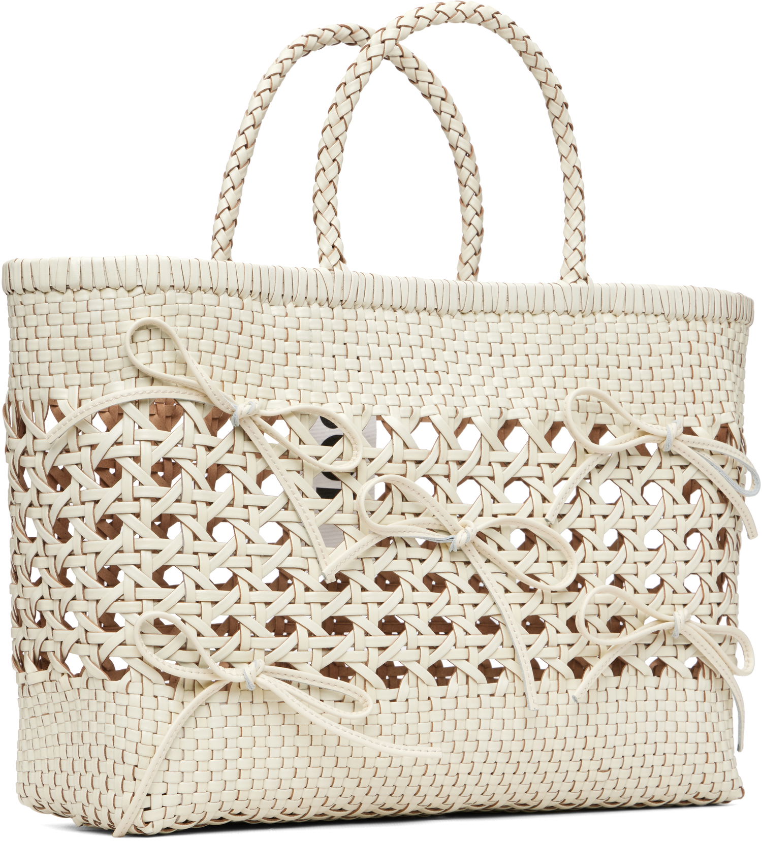 Tote bag OSOI Biscuit Tote with Open-Weave Detail and Braided Handle Biela | 25SB06005102, 1