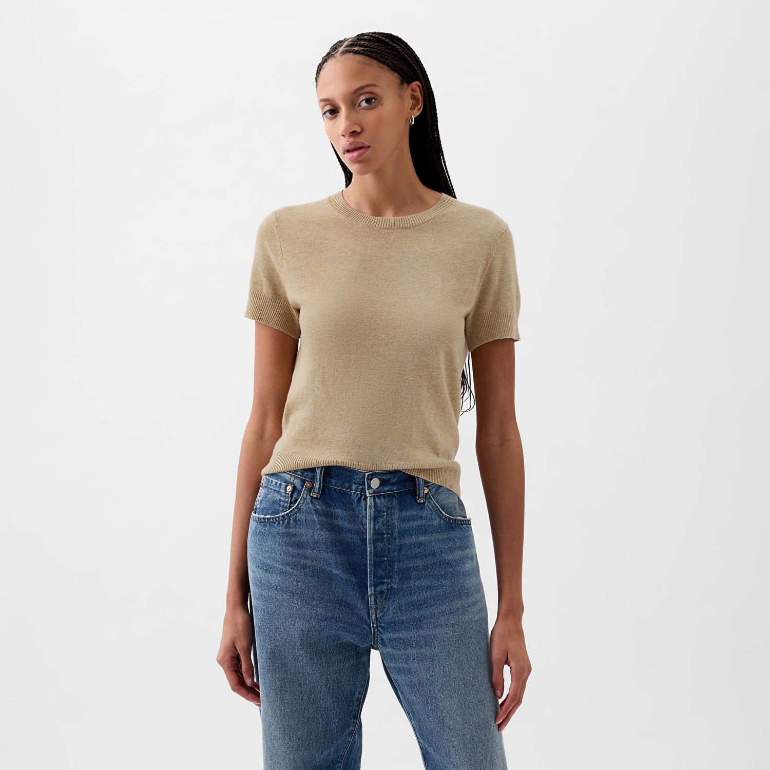 Tričko GAP Shortsleeve Cashsoft Baby Tee Iconic Khaki Zelené | 854755-06, 0