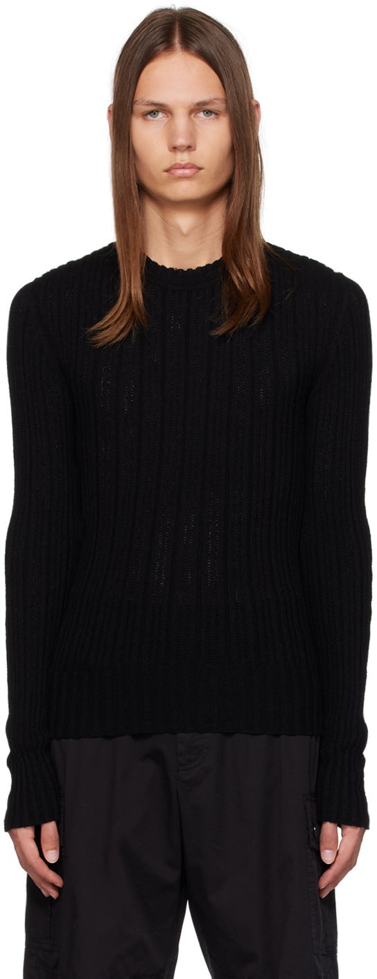 Sveter Dolce & Gabbana Black Ribbed Sweater Čierna | GXN49TJEMJ4, 0