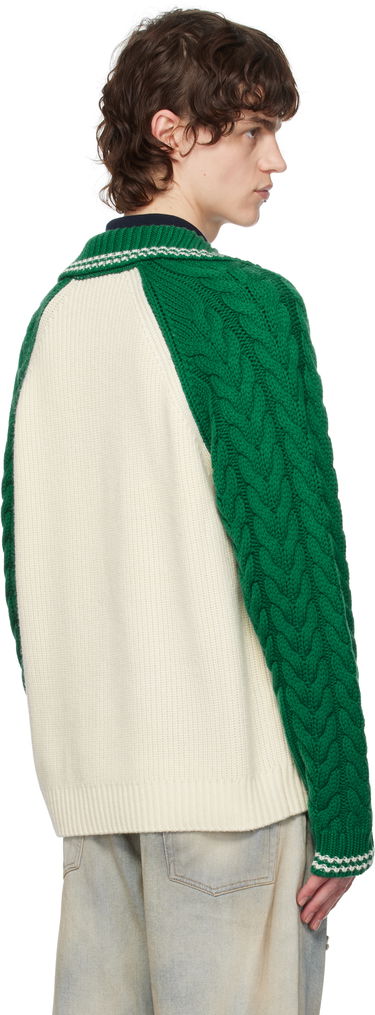 Sveter Casablanca Casablanca Cable Knit Cashmere Sweater Biela | MPS25-KW-820-01, 2