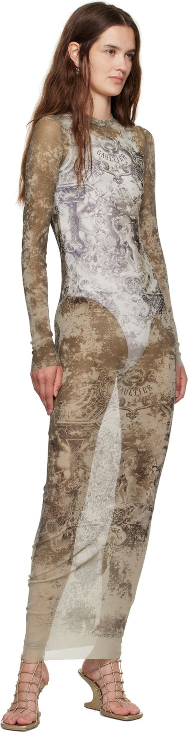Šaty Jean Paul Gaultier Jean Paul Gaultier 'The Long Médaillon' Mesh Maxi Dress Béžová | 25/03-W-DR023-M006P-6965, 3