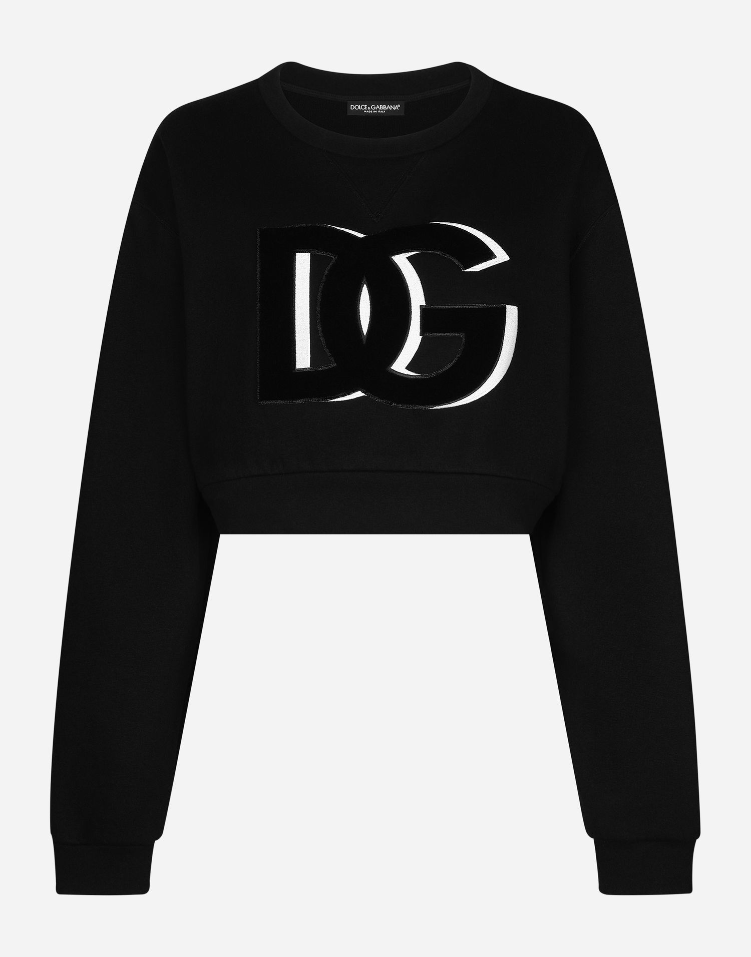 Mikina Dolce & Gabbana Cropped Cotton Crewneck Sweatshirt with DG Logo Čierna | F9P40ZHU7HVN0000, 0