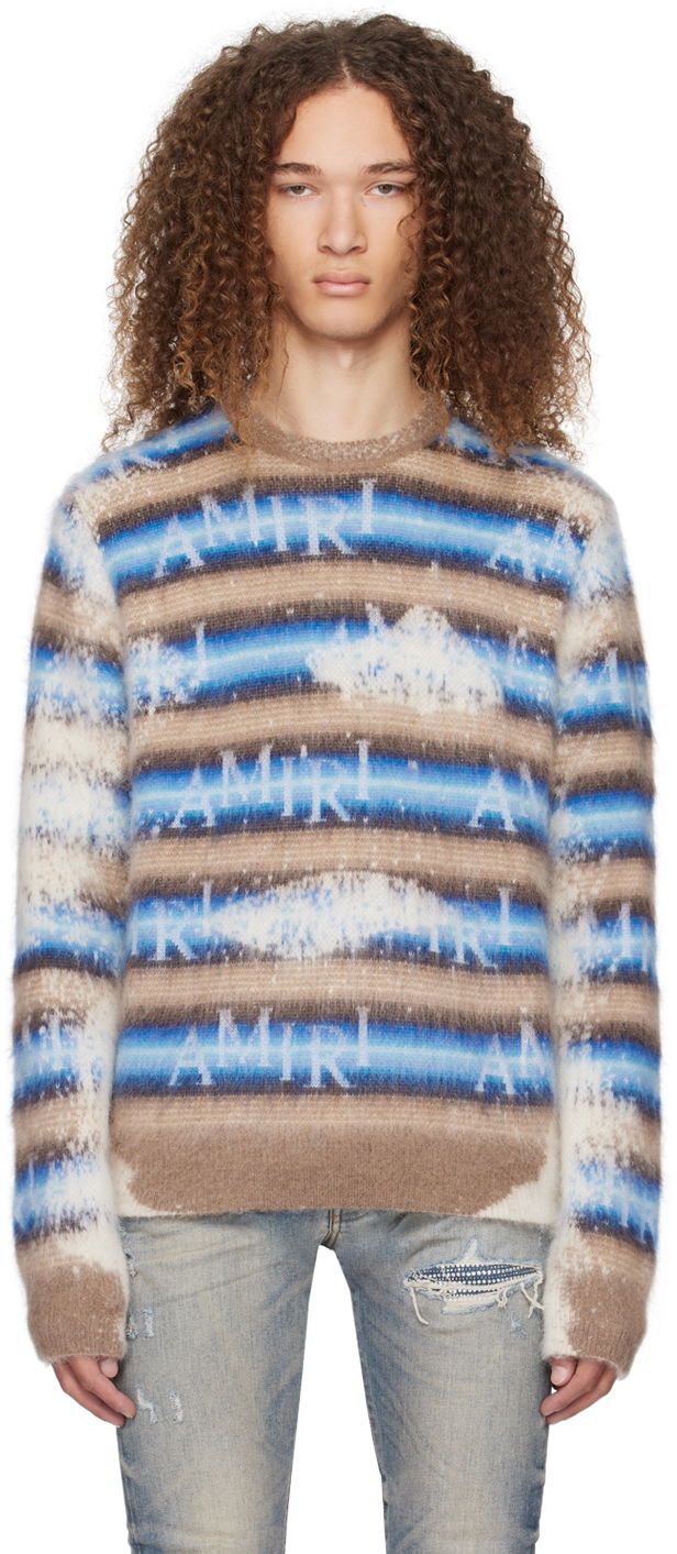 Sveter AMIRI Staggered Striped Sweater Modrá | PS24MKL009, 0