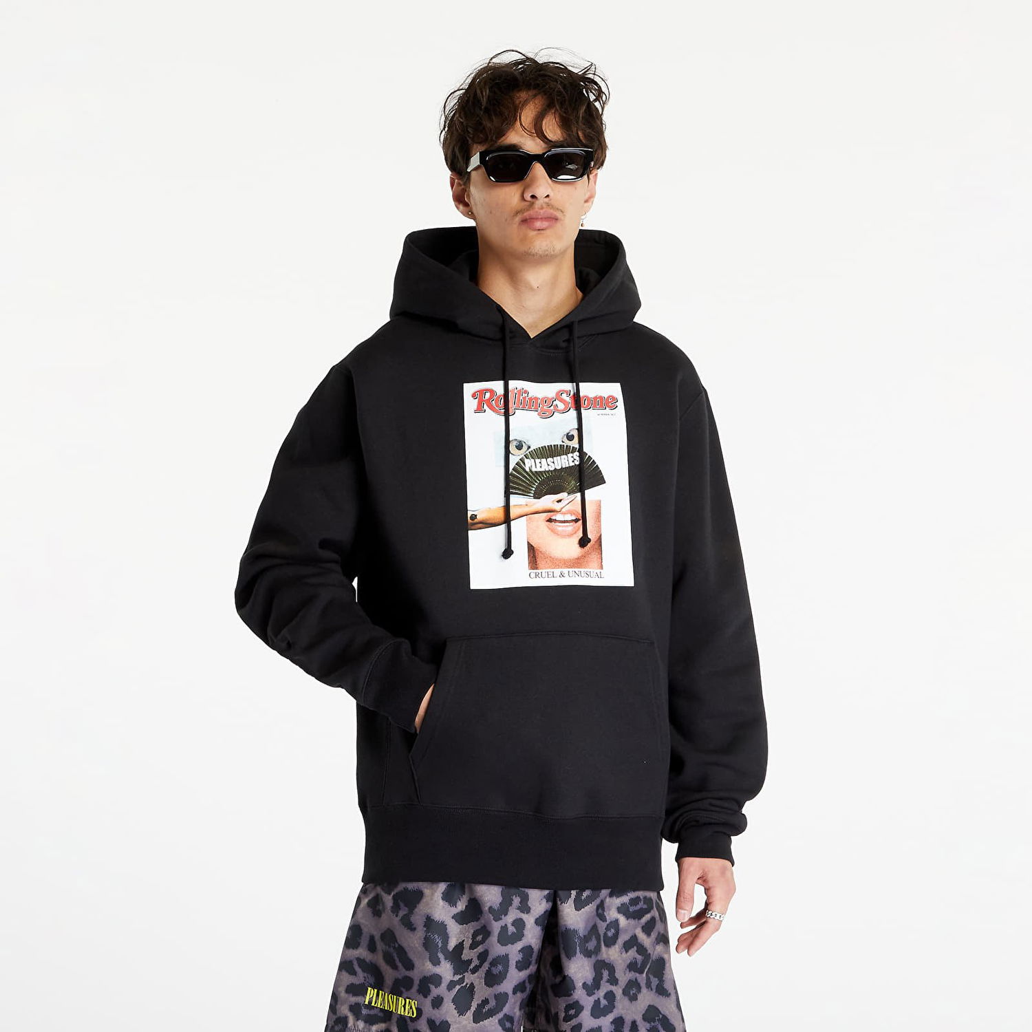 Mikina Pleasures Rolling Stone Hoodie Čierna | P23SU055 BLACK, 0