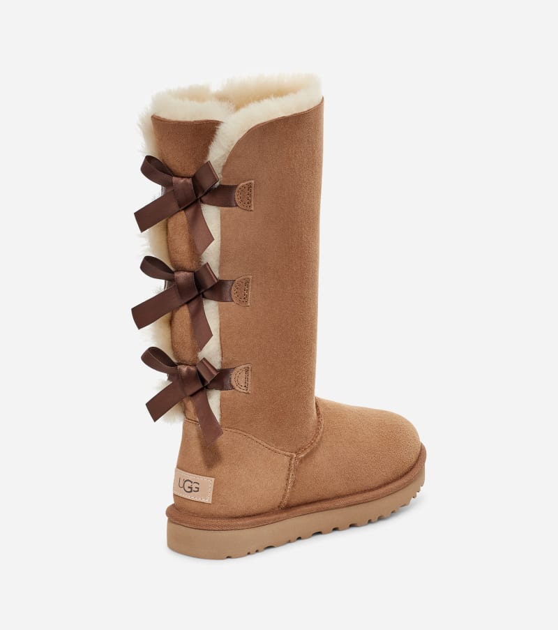 Shearling Tall Boots With Bows