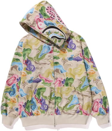 Mikina BAPE Art Camo Shark Full Zip Hoodie Zelené | 0ZXSWM115055L-MLT, 1