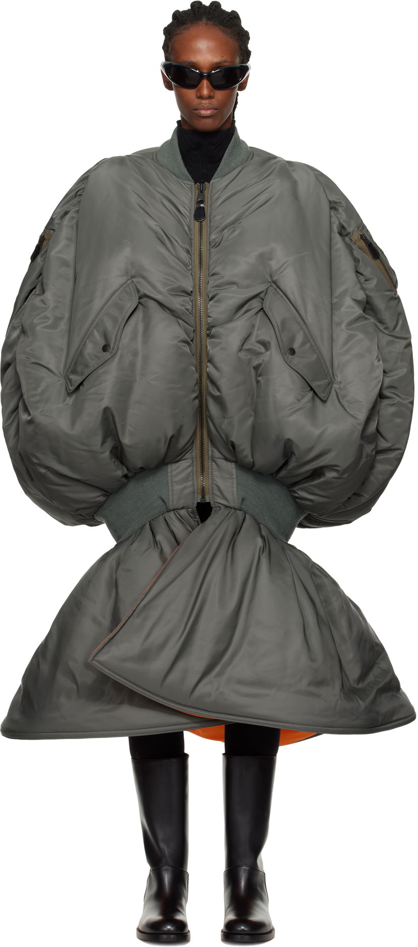 Šaty Junya Watanabe Junya Watanabe Oversized Bomber Maxi Dress Šedá | JP-C012-051-1