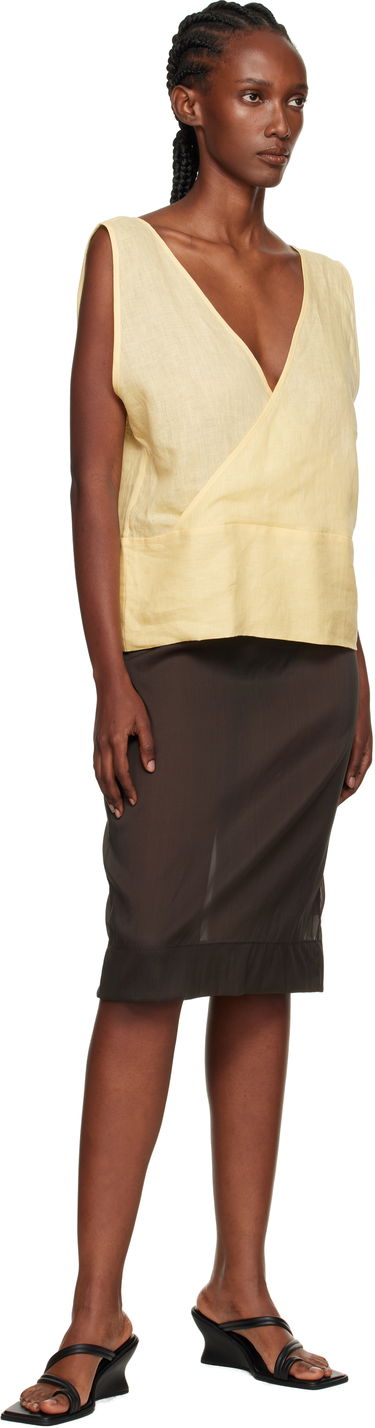 Tielko Baserange Baserange Garlin Wrap Linen Top Žltá | TSGA-FL-AU25, 3