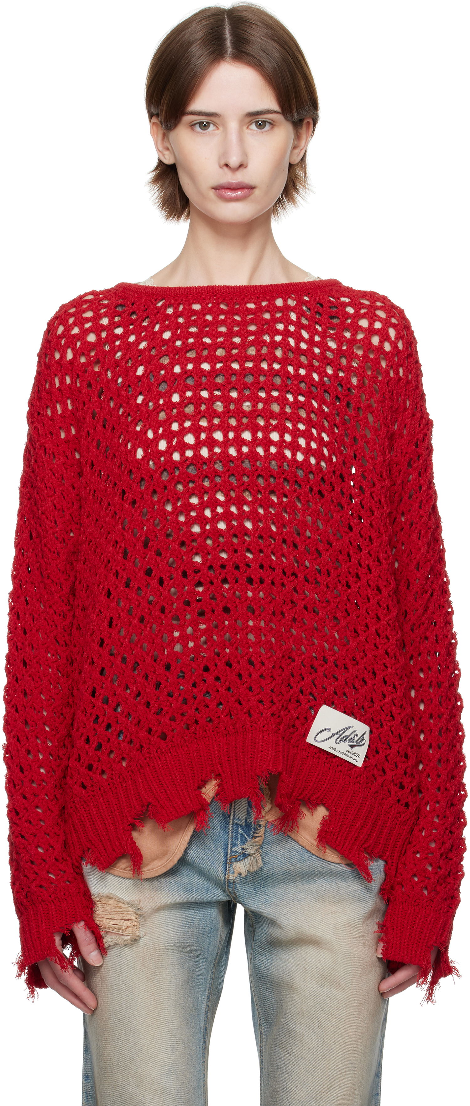Sveter Andersson Bell Andersson Bell Damaged Boatneck Sweater Červená | atb1240u, 0