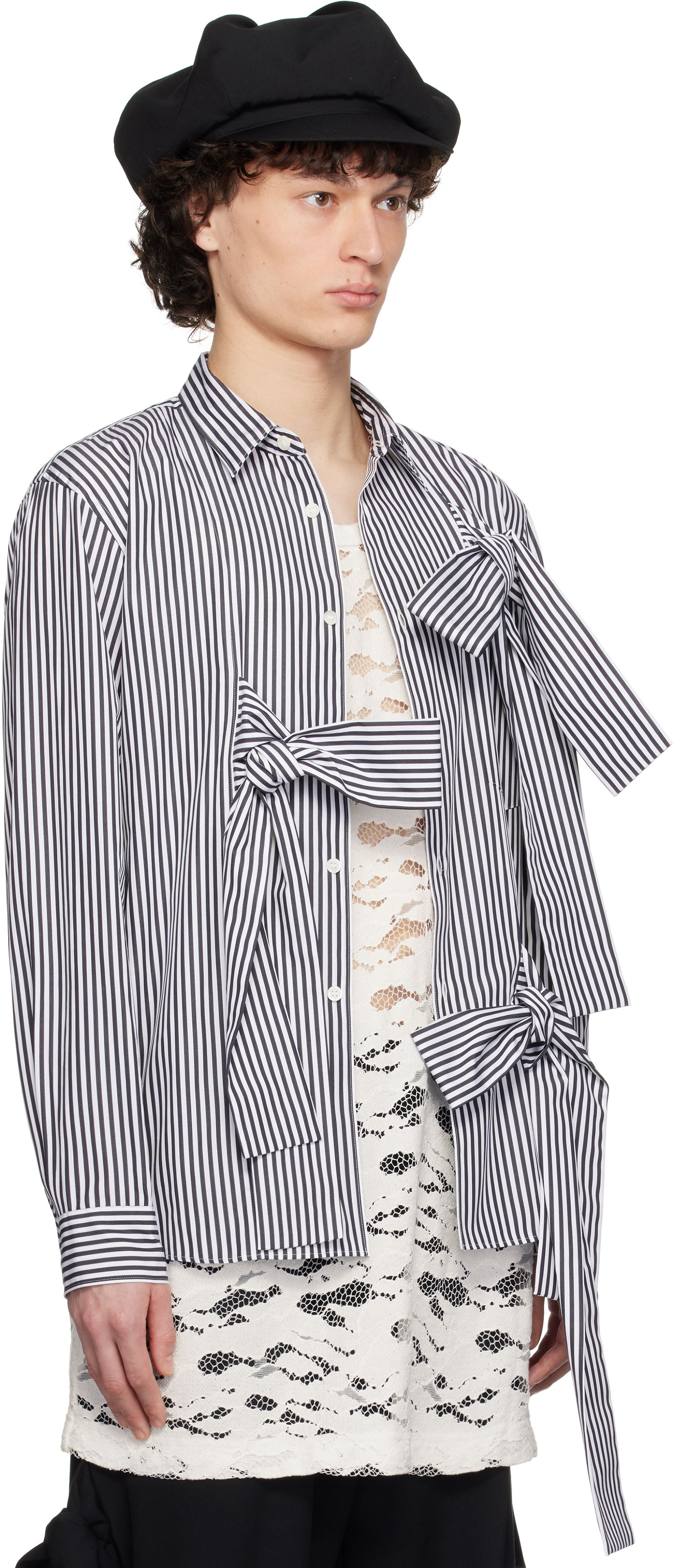 Košeľa Comme des Garçons Homme Plus Broad Stripe Tie Shirt Navy | PO-B018-051, 1