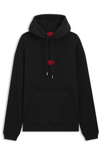 Cotton-blend hoodie with waxed-stamp logo