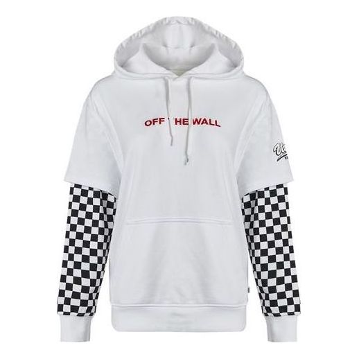 Mikina Vans Checkerboard Print Logo Embroidered Hoodie Biela | VN0A4UTNWHT