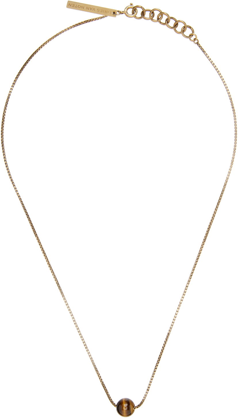 Náhrdelník Dries Van Noten Box Chain Necklace with Round Stone Pendant Rôznofarebný | 252-028218-092