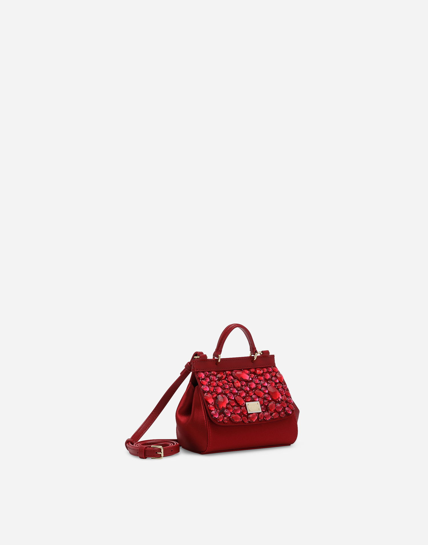 Kabelka Dolce & Gabbana Dolce & Gabbana Mini Sicily Satin Handbag with Crystal Embellishments Červená | EB0003AB00080316, 1
