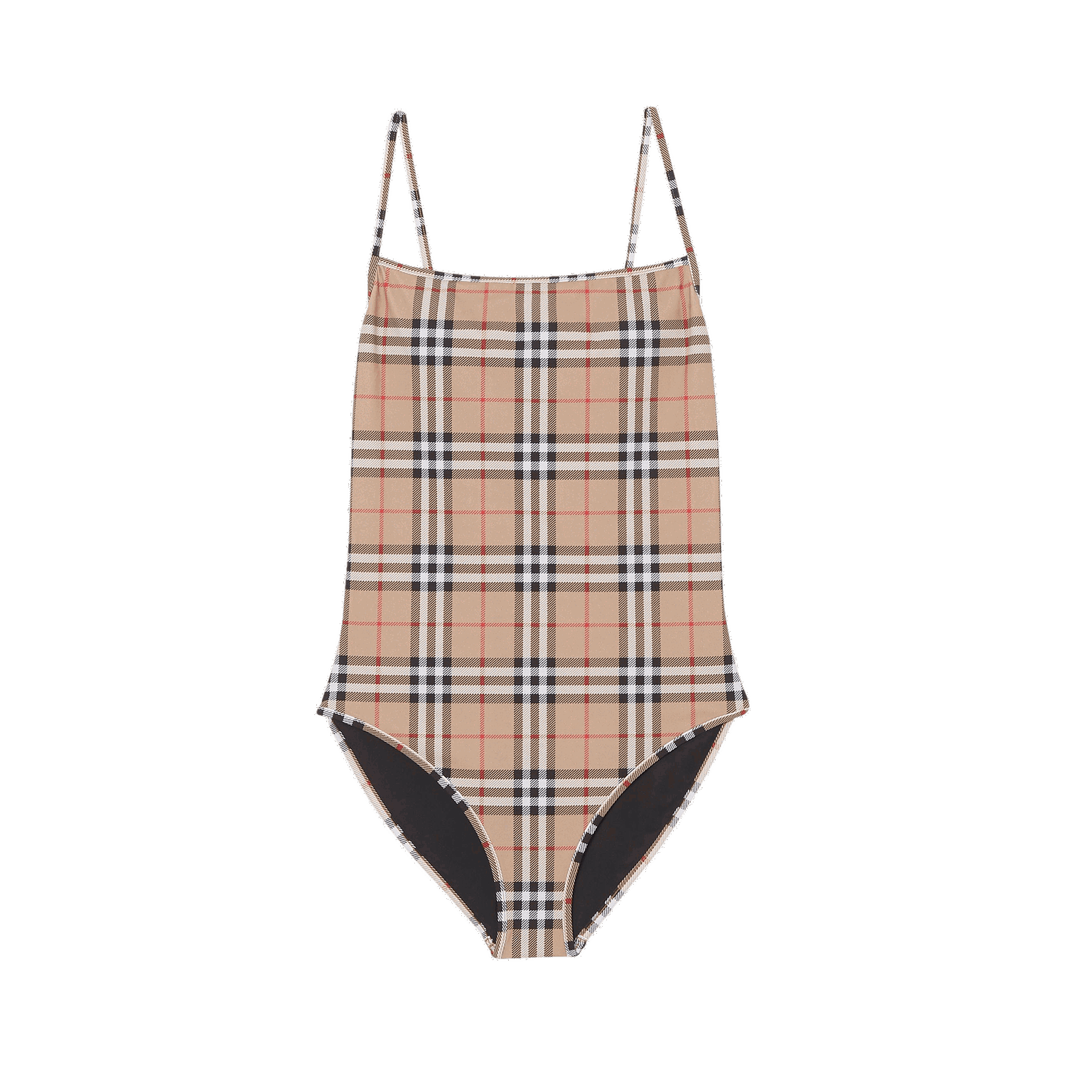 Plavky Burberry Check Print One-Piece Swimsuit Béžová | 8009009, 0