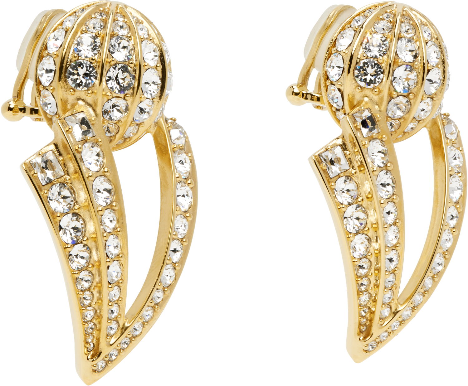 Náušnice Valentino Valentino Garavani Gold-Tone Crystal Clip-On Earrings Žltá | 6W0J0Y95YCW, 1