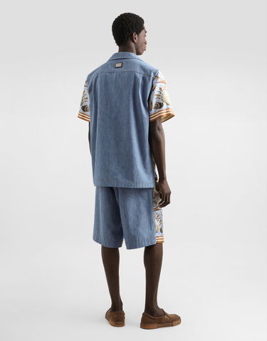 Košeľa Dolce & Gabbana Silk And Cotton Seashell Print Denim Collar Short Sleeve Shirt Rôznofarebný | G5JH9DG8NE3S9001, 2