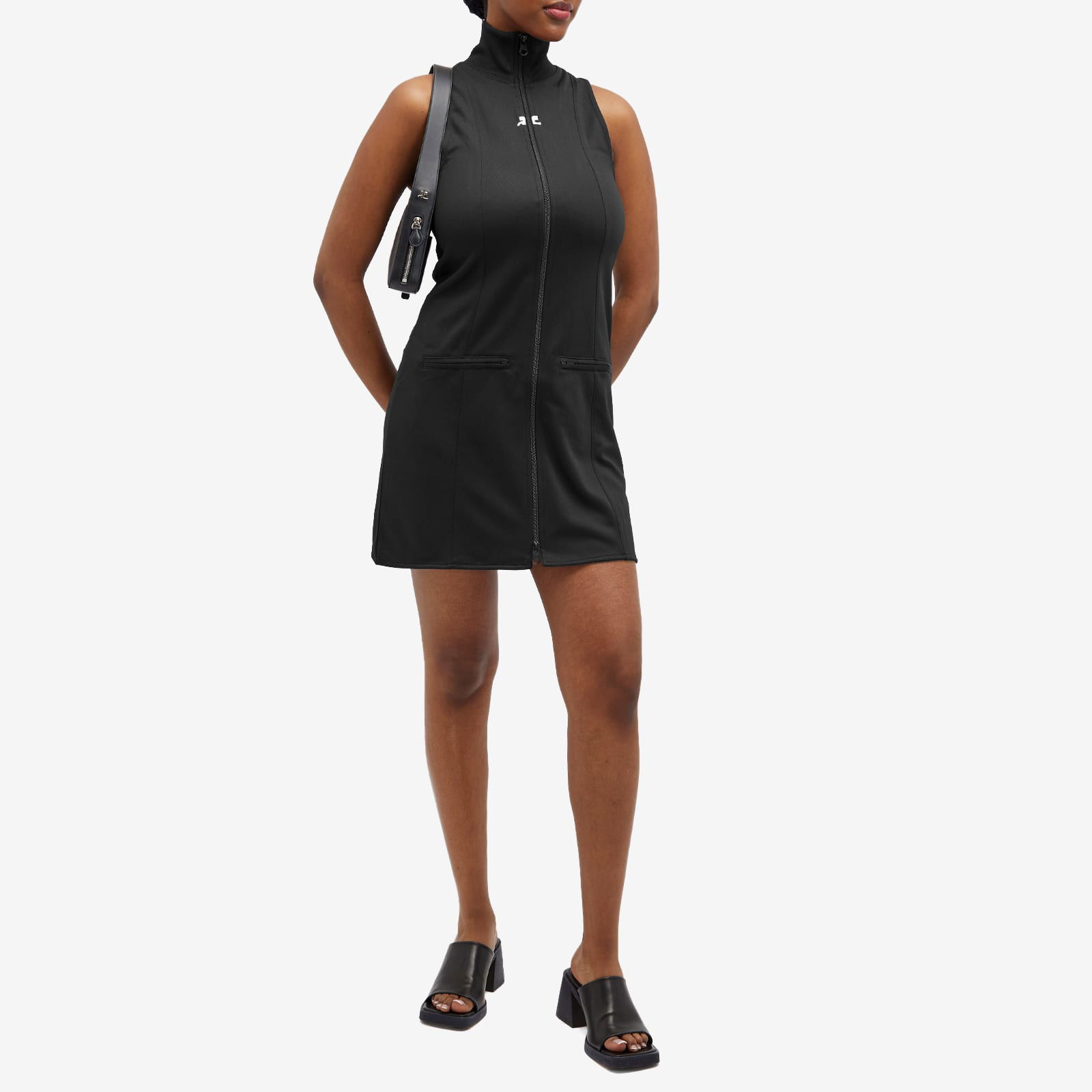 Sleeveless Tracksuit Dress with Zippered Pockets