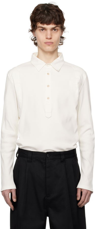 Polo tričko Wales Bonner Wales Bonner Dub Long Sleeve Polo Biela | MS25JE03-JE02-000 RIB JERSEY, 0