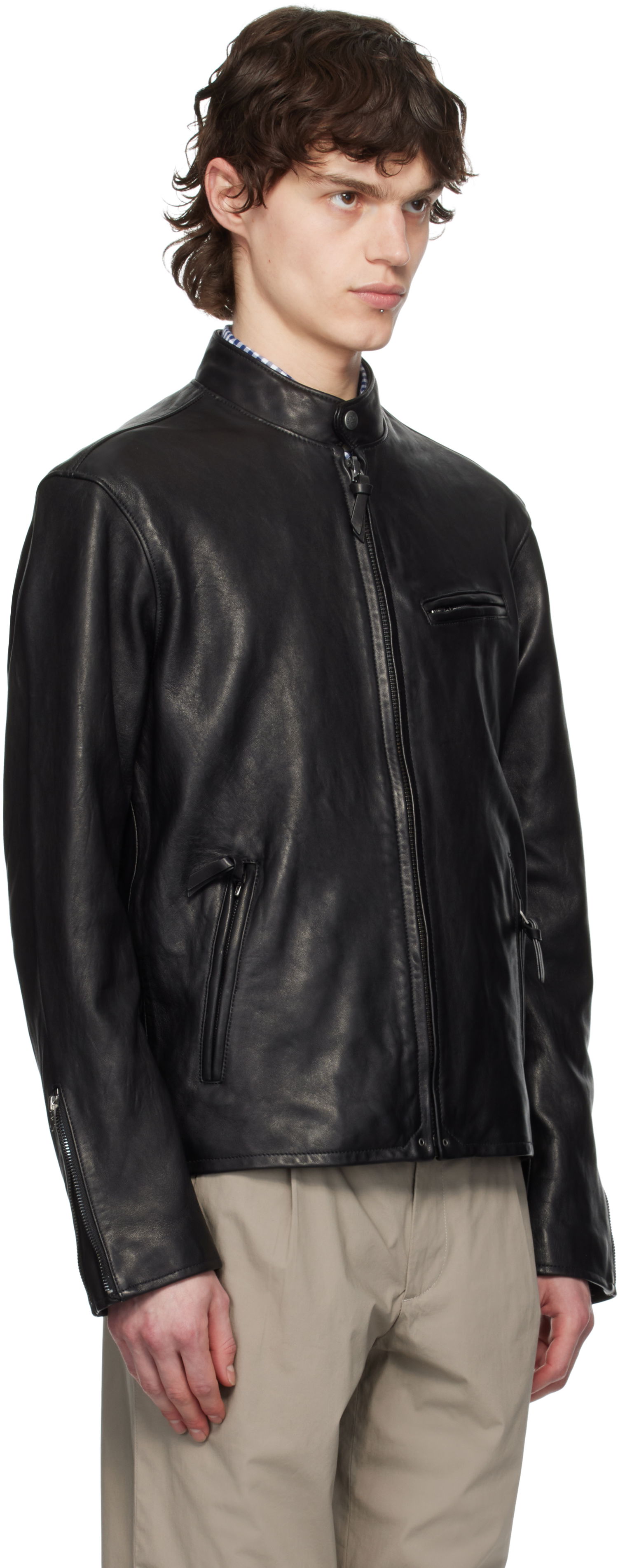 Bunda Polo by Ralph Lauren Ralph Lauren Café Racer Leather Jacket Čierna | 710615464001, 1