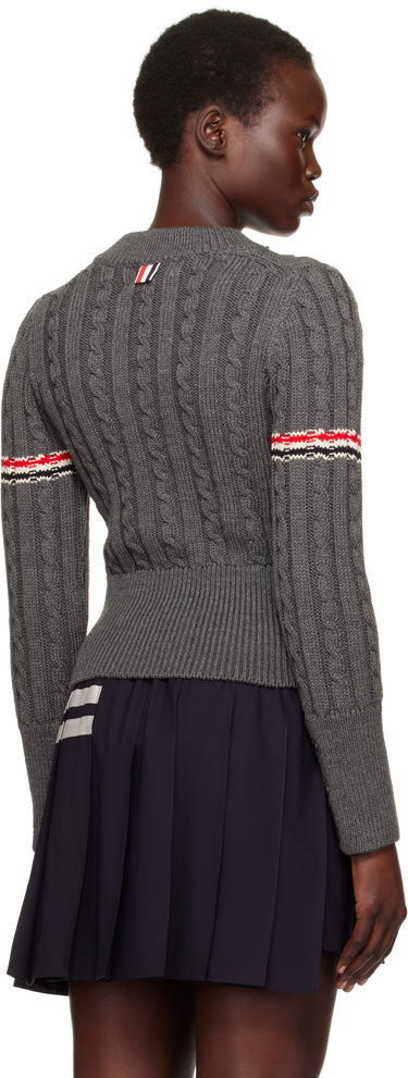 Sveter Thom Browne Classic Cable V-Neck Wool Sweater Modrá | FKA479A-Y1024, 2