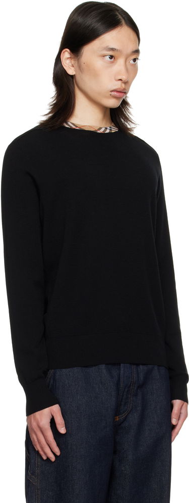 Sveter Burberry Burberry Check Trim Wool Sweater Čierna | 8112148, 1