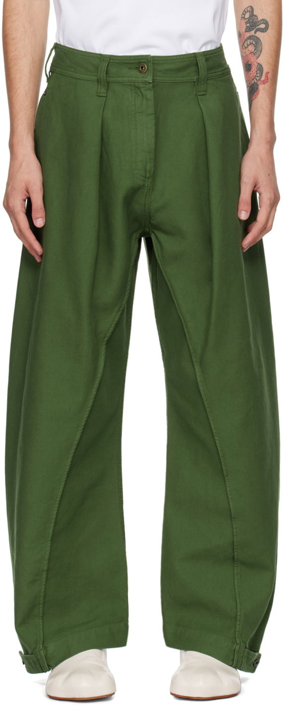 Nohavice JW Anderson Green Twisted Seam Trousers Zelené | TR0381-PG1587, 0