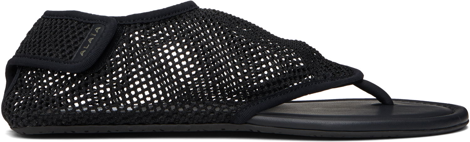 Starostlivosť o obuv Alaïa ALAÏA Thong Fishnet Sandals Čierna | AA3S126TK050, 0