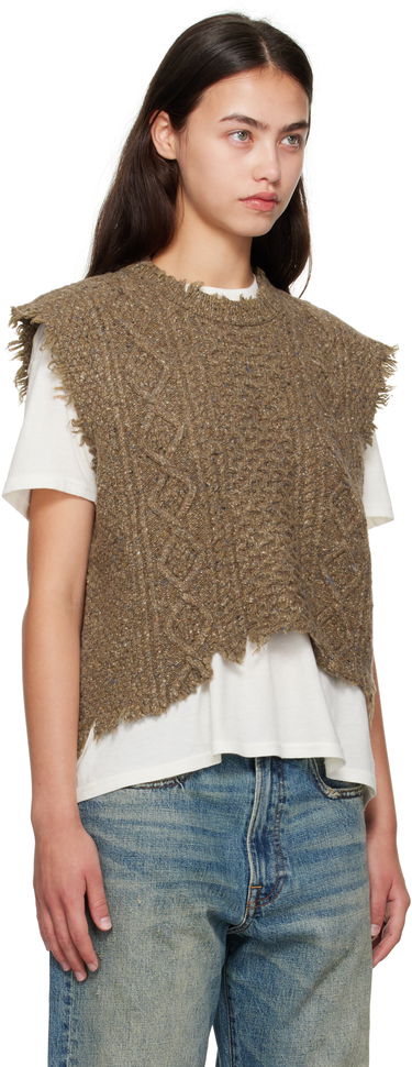 Sveter R13 R13 Boyfriend Cable Knit Wool Vest Hnedá | R13WY228-Y209A, 1