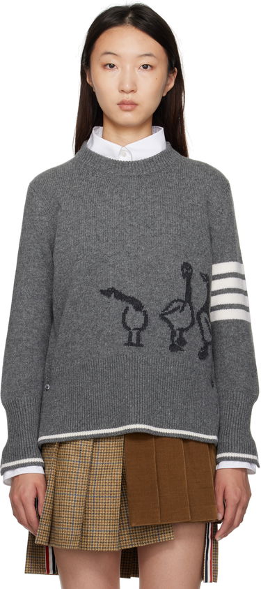 Sveter Thom Browne Thom Browne Merino Wool Geese Intarsia Sweater Šedá | FKA499A-Y1029, 0